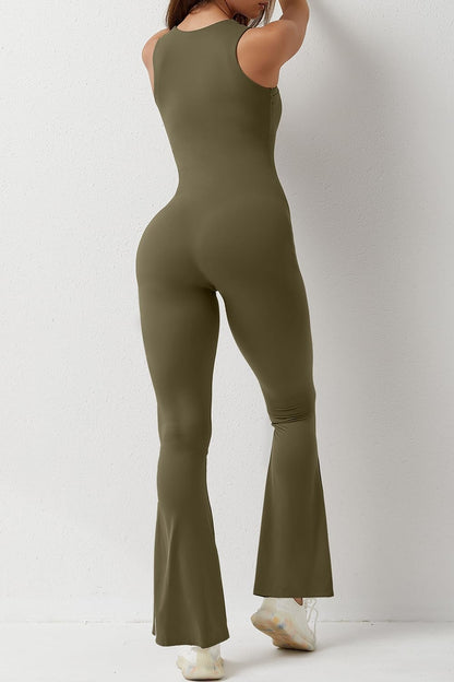 Flare Jumpsuits for Women Strappy Square Neck Bodycon Full Length Long Pants Casual Playsuit