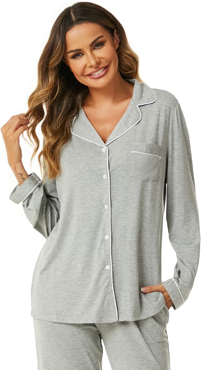 Women's Pajama Sets Long Sleeve Button Down Sleepwear Nightwear Soft Pjs Lounge Sets