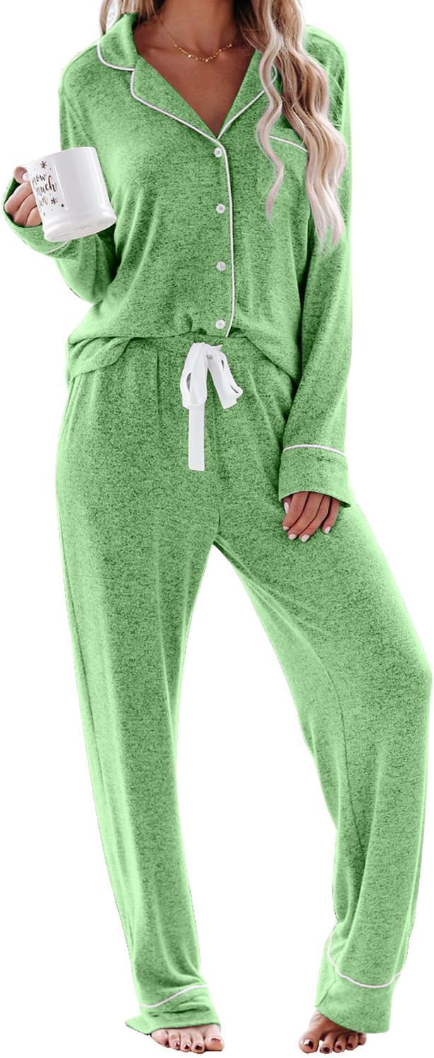Women's Pajama Sets Long Sleeve Button Down Sleepwear Nightwear Soft Pjs Lounge Sets