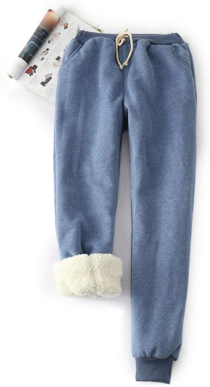Women's Winter Warm Athletic Sweatpants Sherpa Lined Joggers Fleece Pants