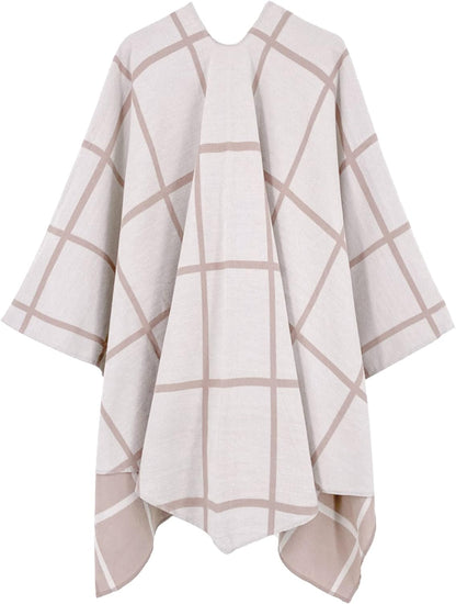 Women's Shawl Wrap Poncho Ruana Cape Open Front Cardigan Shawls for Fall Winter