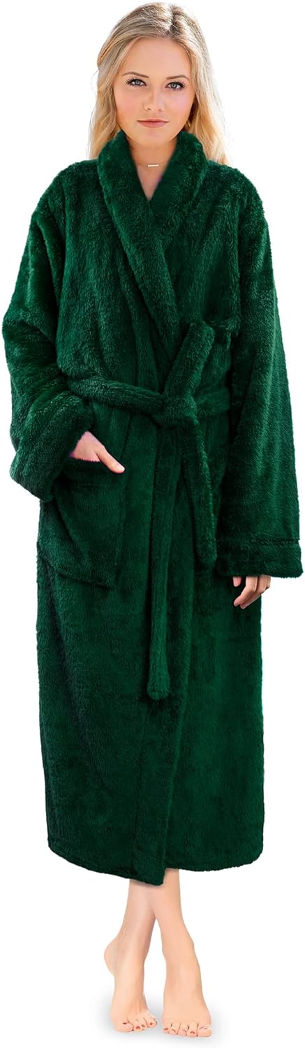 Premium Womens Plush Soft Robe Fluffy, Warm, Fleece Sherpa Shaggy Bathrobe
