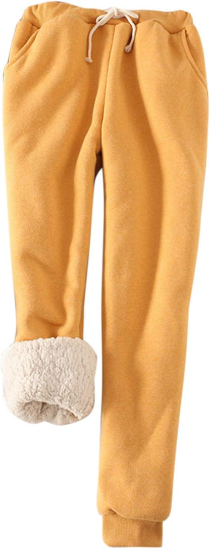 Women's Winter Warm Athletic Sweatpants Sherpa Lined Joggers Fleece Pants