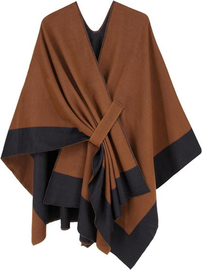 Women's Shawl Wrap Poncho Ruana Cape Open Front Cardigan Shawls for Fall Winter