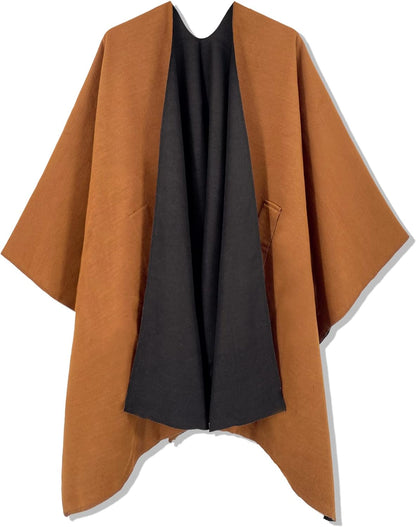 Women's Shawl Wrap Poncho Ruana Cape Open Front Cardigan Shawls for Fall Winter
