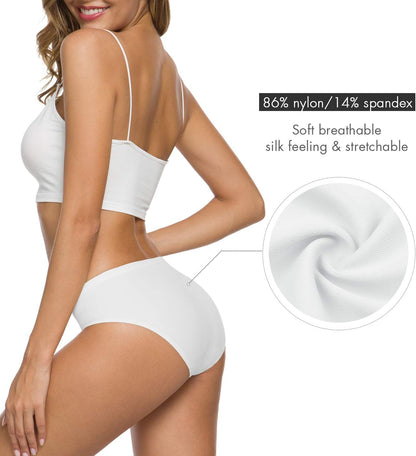 Women’s Seamless Hipster Underwear No Show Panties Soft Stretch Bikini Underwears Multi-Pack