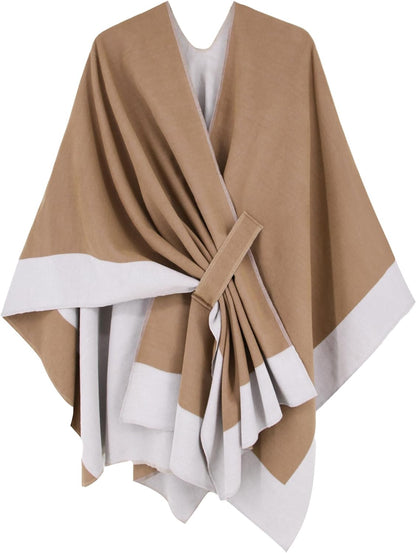 Women's Shawl Wrap Poncho Ruana Cape Open Front Cardigan Shawls for Fall Winter