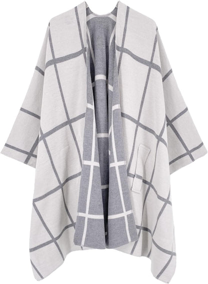 Women's Shawl Wrap Poncho Ruana Cape Open Front Cardigan Shawls for Fall Winter