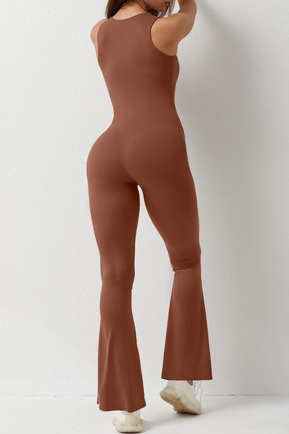 Flare Jumpsuits for Women Strappy Square Neck Bodycon Full Length Long Pants Casual Playsuit