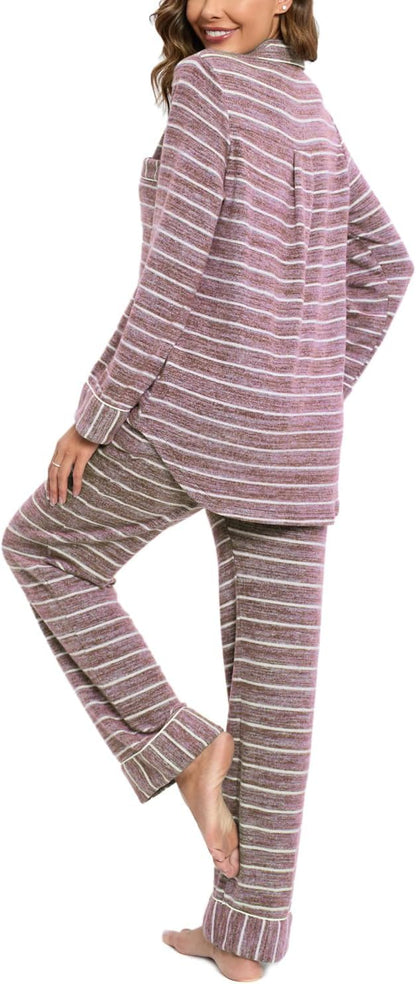 Women's Pajama Sets Long Sleeve Button Down Sleepwear Nightwear Soft Pjs Lounge Sets