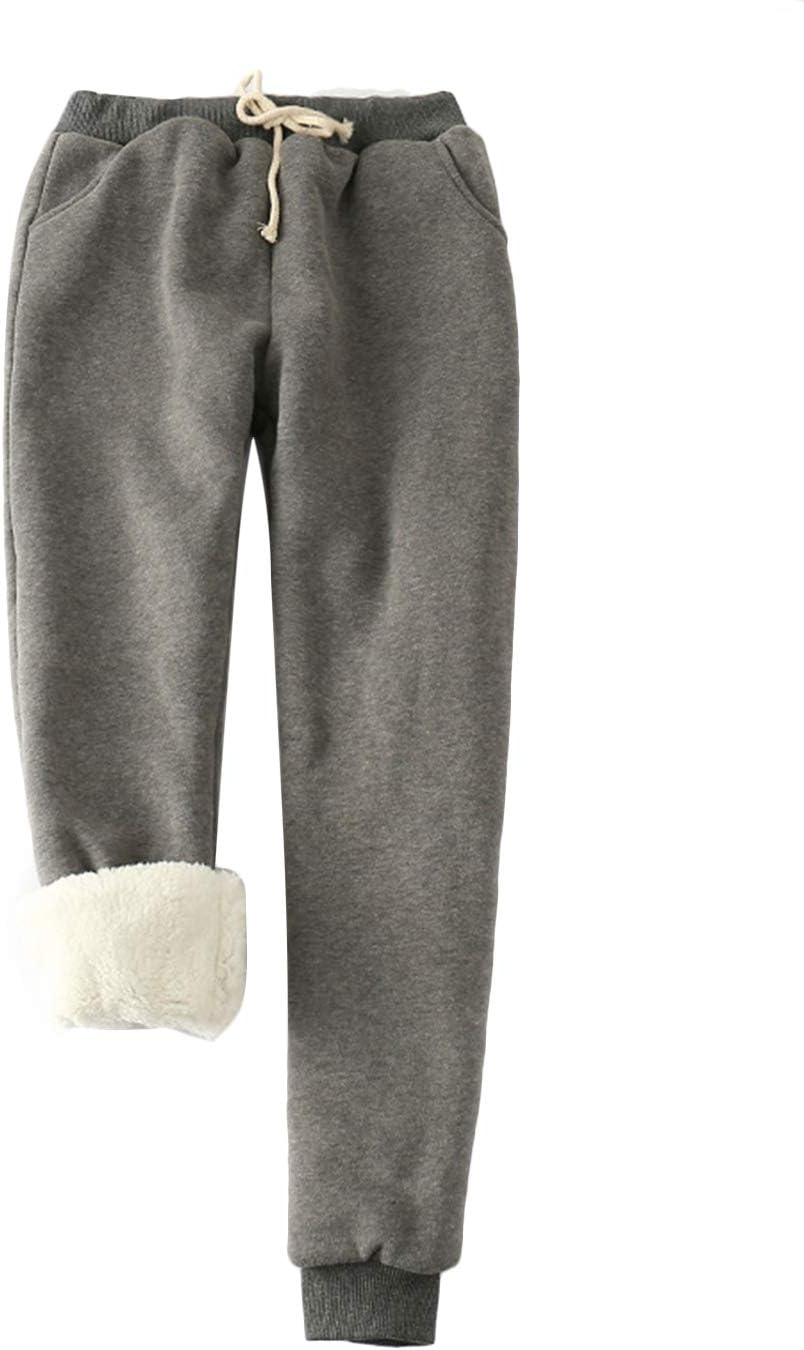Women's Winter Warm Athletic Sweatpants Sherpa Lined Joggers Fleece Pants