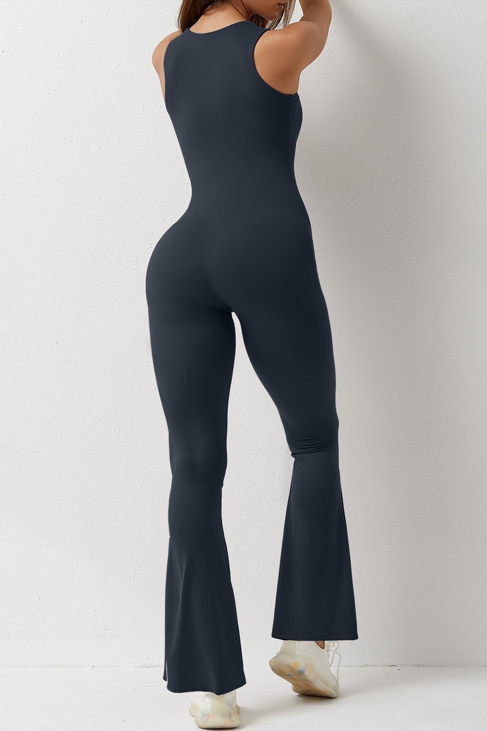 Flare Jumpsuits for Women Strappy Square Neck Bodycon Full Length Long Pants Casual Playsuit