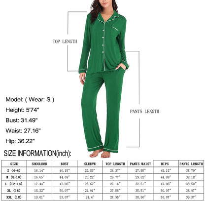Women's Pajama Sets Long Sleeve Button Down Sleepwear Nightwear Soft Pjs Lounge Sets