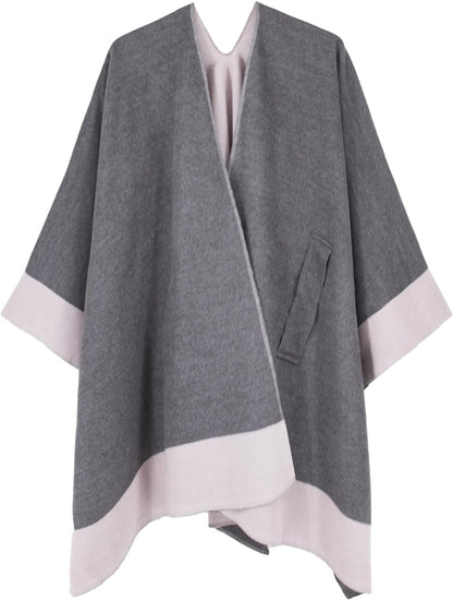 Women's Shawl Wrap Poncho Ruana Cape Open Front Cardigan Shawls for Fall Winter