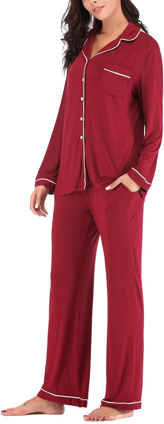Women's Pajama Sets Long Sleeve Button Down Sleepwear Nightwear Soft Pjs Lounge Sets