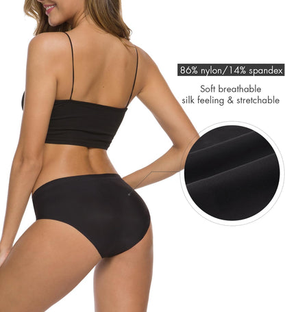 Women’s Seamless Hipster Underwear No Show Panties Soft Stretch Bikini Underwears Multi-Pack