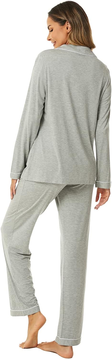 Women's Pajama Sets Long Sleeve Button Down Sleepwear Nightwear Soft Pjs Lounge Sets