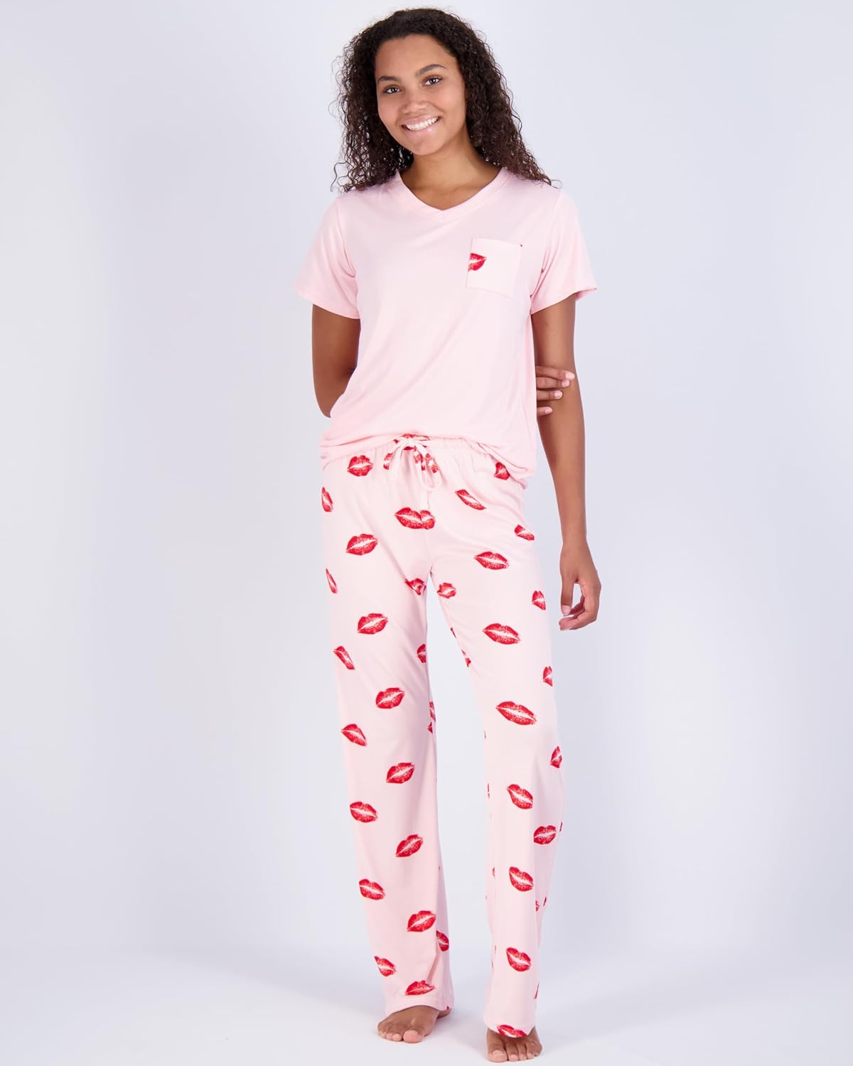 Real Essentials 2 Pack: Women’s Pajama Set Super-Soft Short & Long Sleeve Top With Pants (Available In Plus Size)