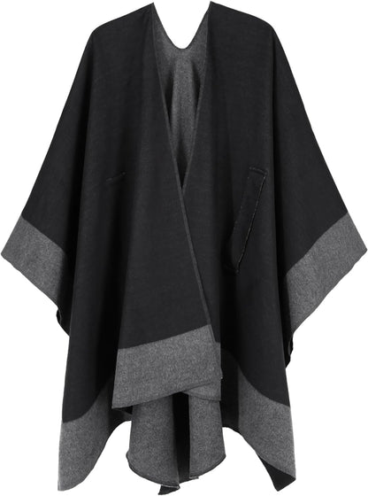 Women's Shawl Wrap Poncho Ruana Cape Open Front Cardigan Shawls for Fall Winter