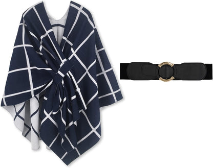 Women's Shawl Wrap Poncho Ruana Cape Open Front Cardigan Shawls for Fall Winter