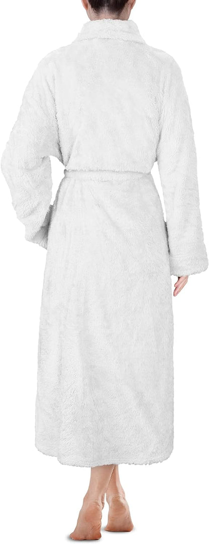 Premium Womens Plush Soft Robe Fluffy, Warm, Fleece Sherpa Shaggy Bathrobe