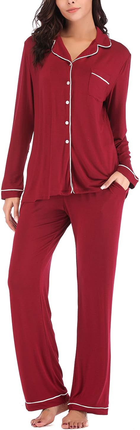 Women's Pajama Sets Long Sleeve Button Down Sleepwear Nightwear Soft Pjs Lounge Sets