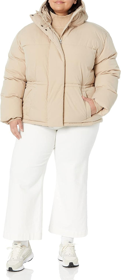 Women's Short Waisted Puffer Jacket (Available in Plus Size)