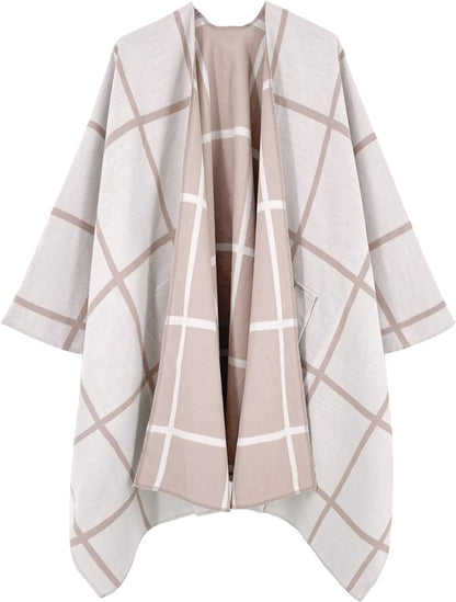 Women's Shawl Wrap Poncho Ruana Cape Open Front Cardigan Shawls for Fall Winter