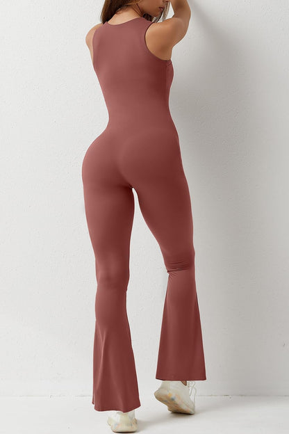 Flare Jumpsuits for Women Strappy Square Neck Bodycon Full Length Long Pants Casual Playsuit