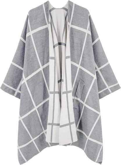 Women's Shawl Wrap Poncho Ruana Cape Open Front Cardigan Shawls for Fall Winter
