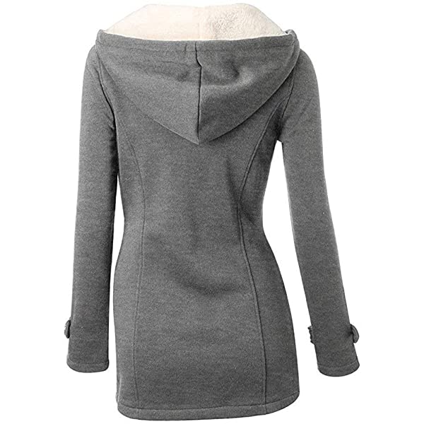 Ladies hooded coat button horn bomber jacket