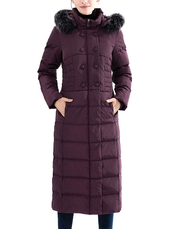 Women's hooded padded long down jacket fan fun down coat