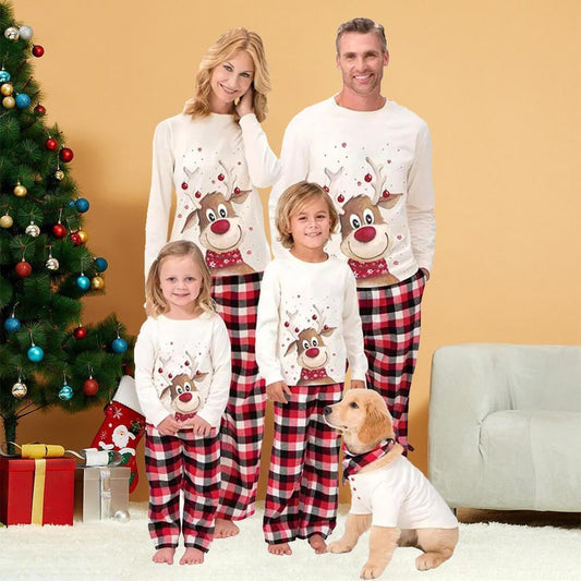 Family Matching Reindeer Plaid Pajamas Set