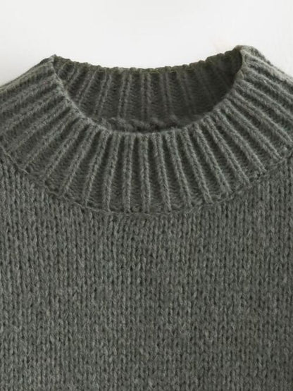 Exposed Seam Round Neck Long Sleeve Sweater AC