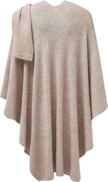 Womens Large Cross Front Poncho Sweater Wrap Topper Knitted Elegant Shawls Cape for Fall Winter