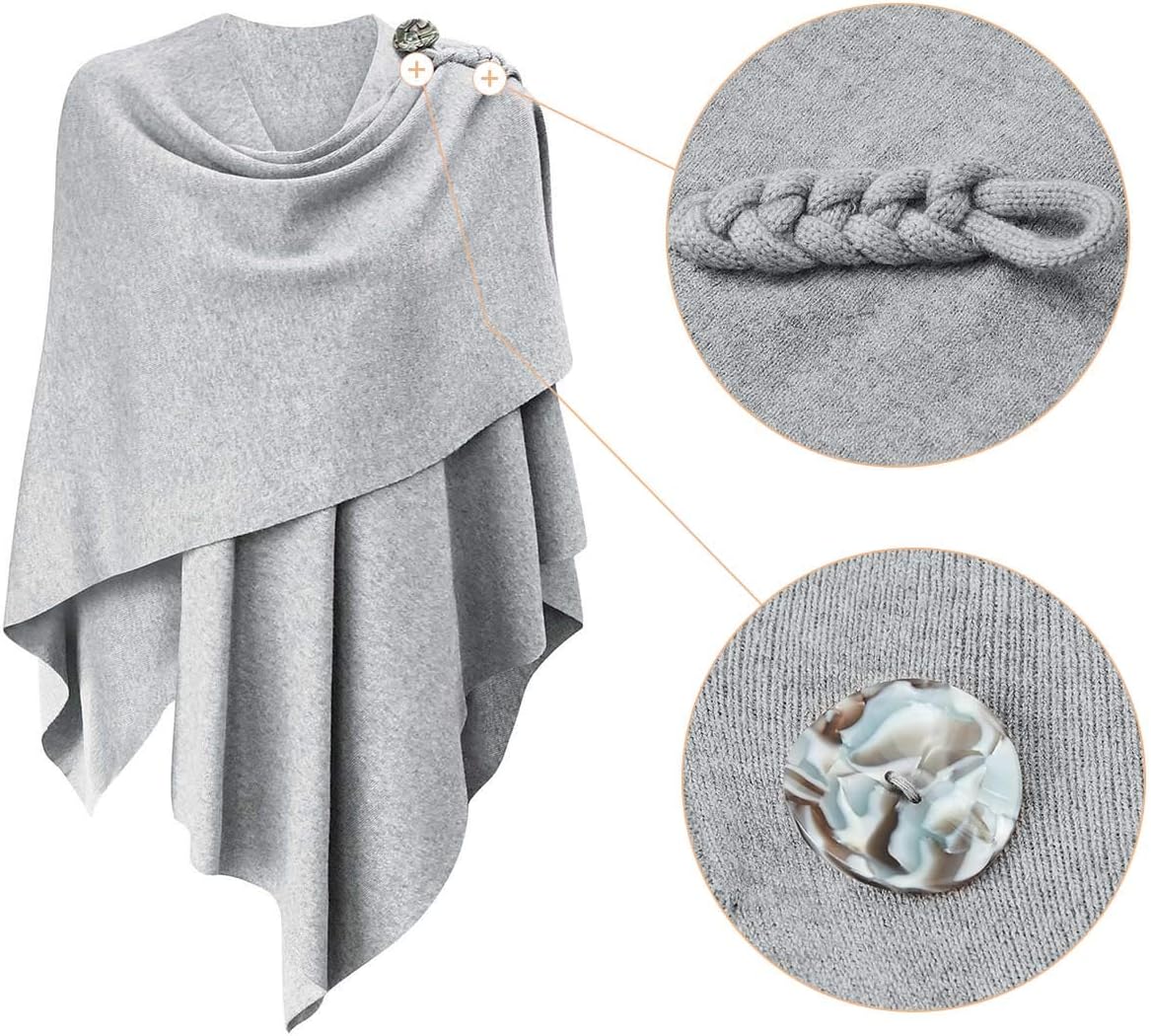 Womens Large Cross Front Poncho Sweater Wrap Topper Knitted Elegant Shawls Cape for Fall Winter