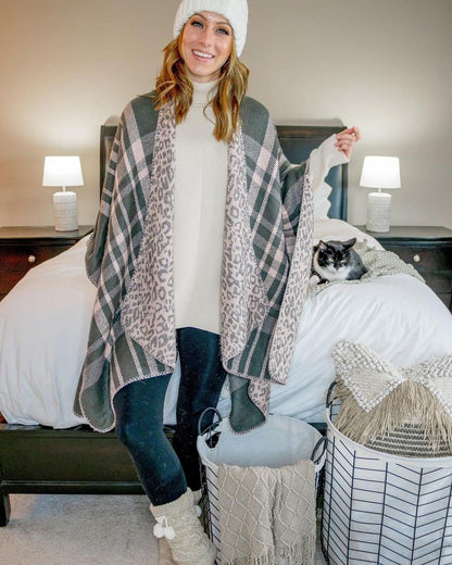 Women's Shawl Wrap Poncho Ruana Cape Open Front Cardigan Shawls for Fall Winter