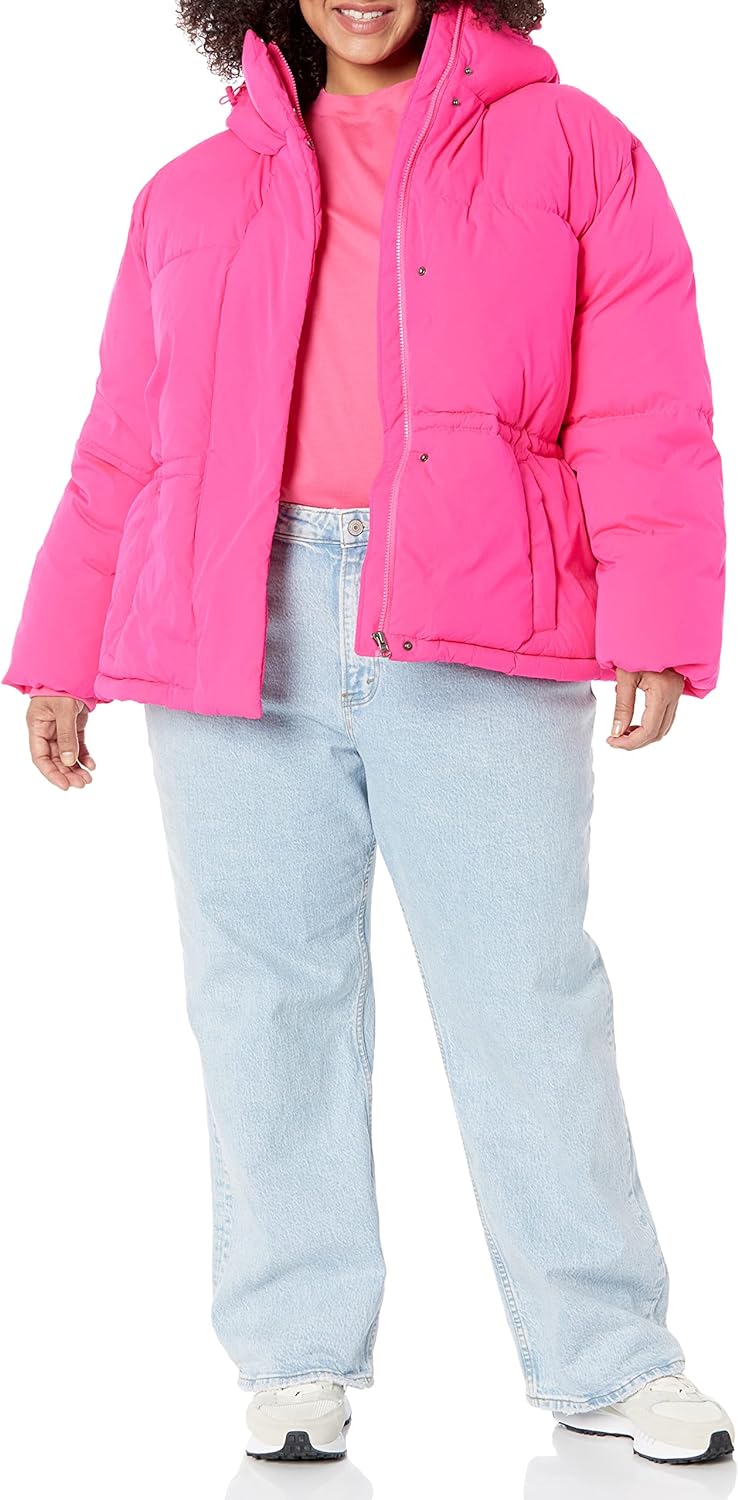 Women's Short Waisted Puffer Jacket (Available in Plus Size)