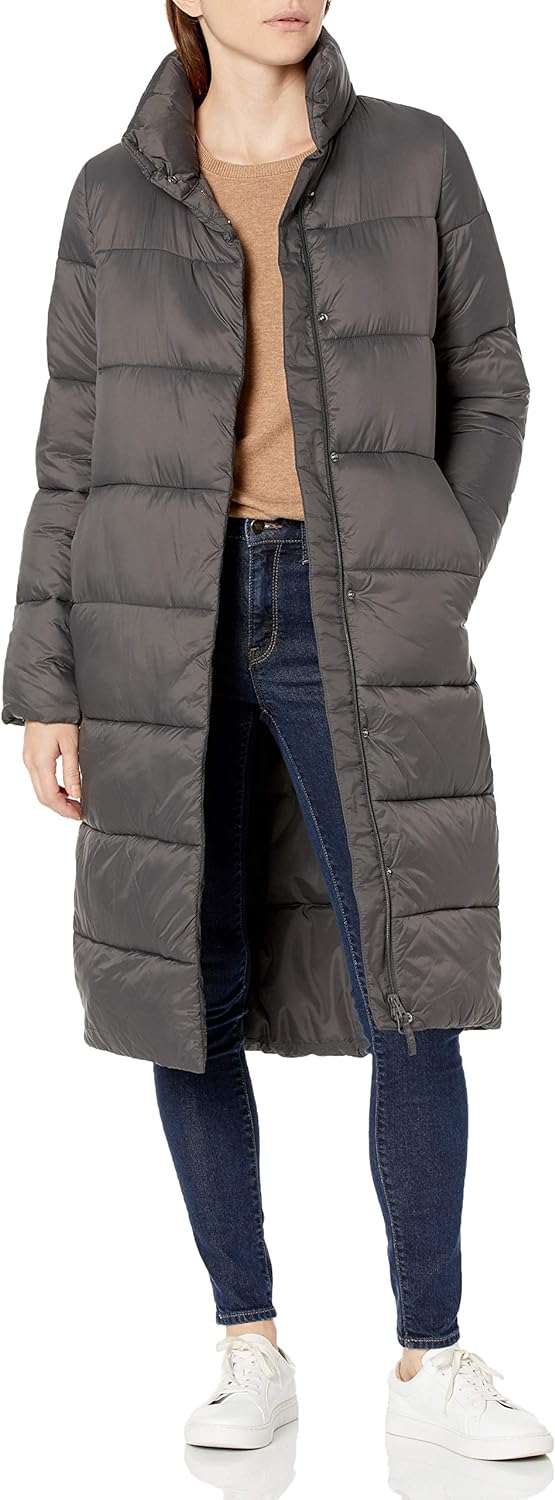 Women's Lightweight Water-Resistant Longer Length Cocoon Puffer Coat