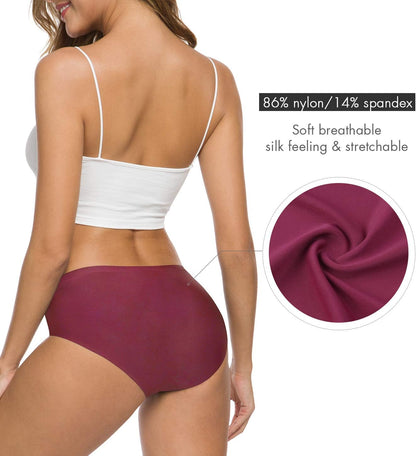 Women’s Seamless Hipster Underwear No Show Panties Soft Stretch Bikini Underwears Multi-Pack