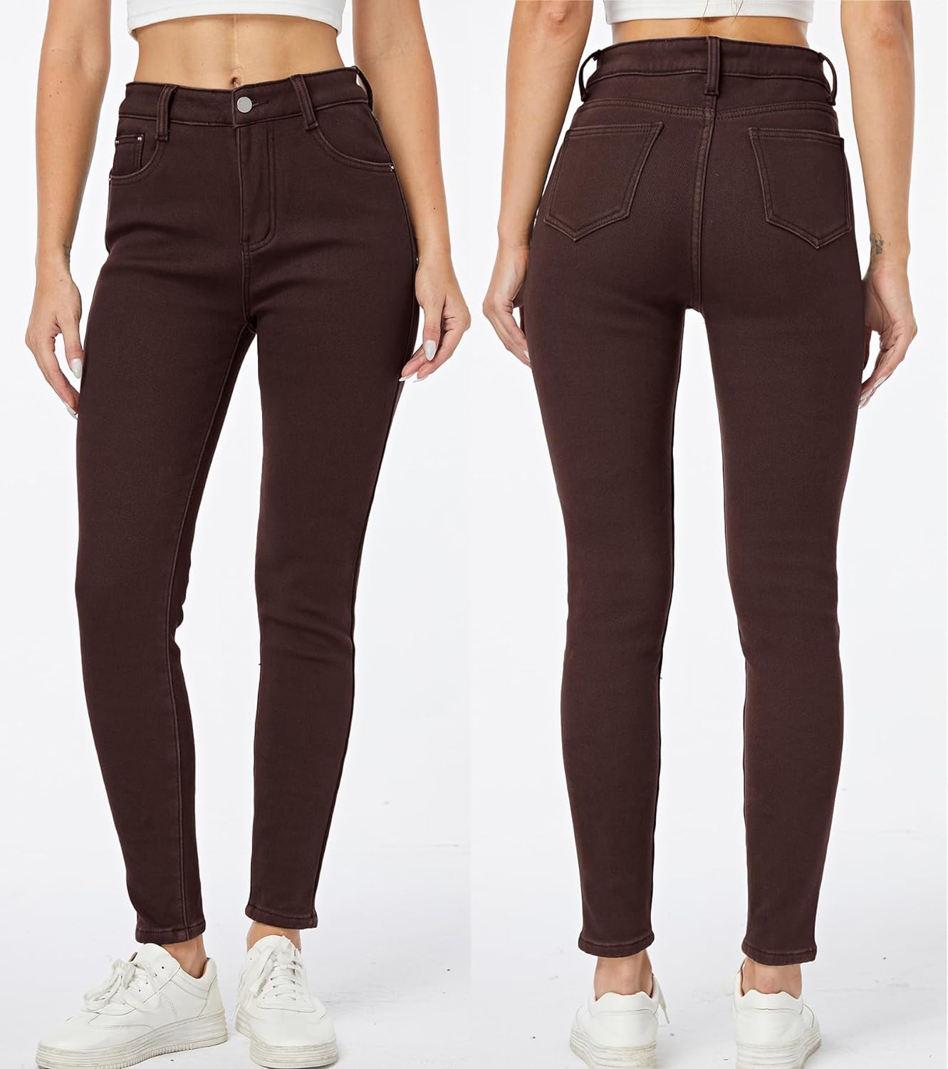 Women's Winter Fleece Lined Sherpa Thermal Skinny Pants Casual Warm Trousers