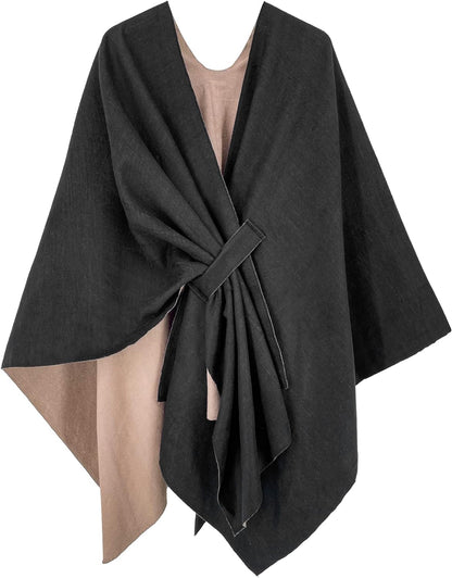 Women's Shawl Wrap Poncho Ruana Cape Open Front Cardigan Shawls for Fall Winter