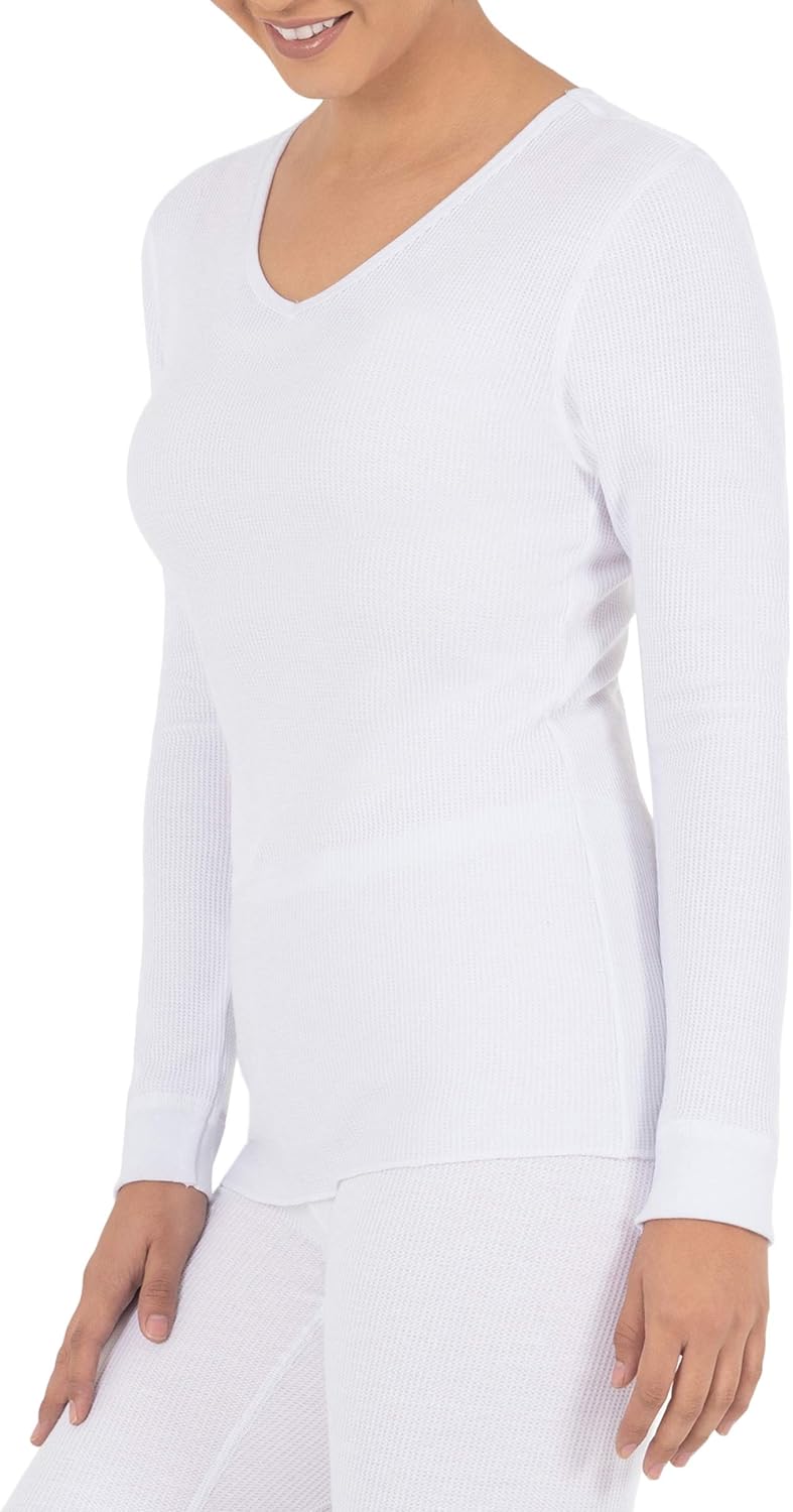 Women's Micro Waffle Thermal V-Neck