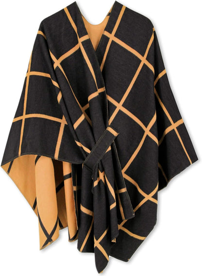 Women's Shawl Wrap Poncho Ruana Cape Open Front Cardigan Shawls for Fall Winter