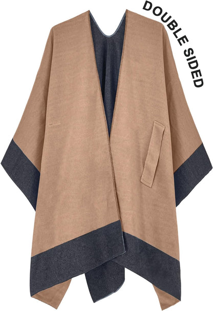 Women's Shawl Wrap Poncho Ruana Cape Open Front Cardigan Shawls for Fall Winter