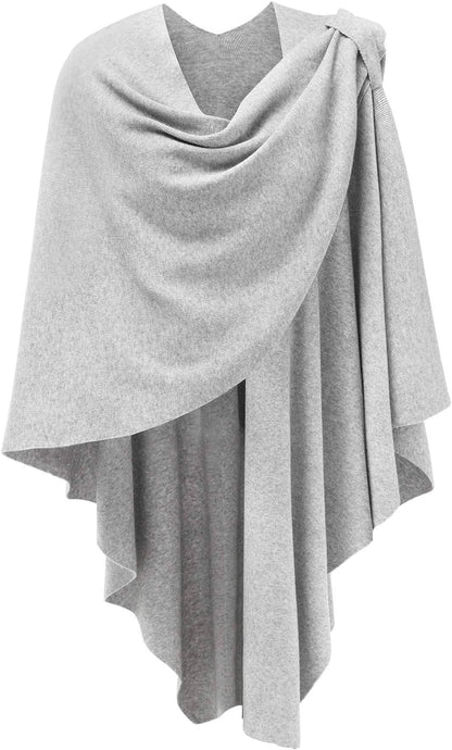 Womens Large Cross Front Poncho Sweater Wrap Topper Knitted Elegant Shawls Cape for Fall Winter