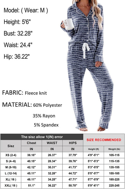 Women's Pajama Sets Long Sleeve Button Down Sleepwear Nightwear Soft Pjs Lounge Sets