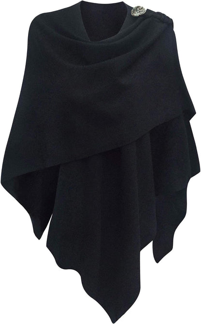 Womens Large Cross Front Poncho Sweater Wrap Topper Knitted Elegant Shawls Cape for Fall Winter