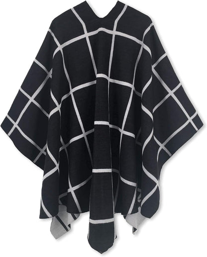 Women's Shawl Wrap Poncho Ruana Cape Open Front Cardigan Shawls for Fall Winter