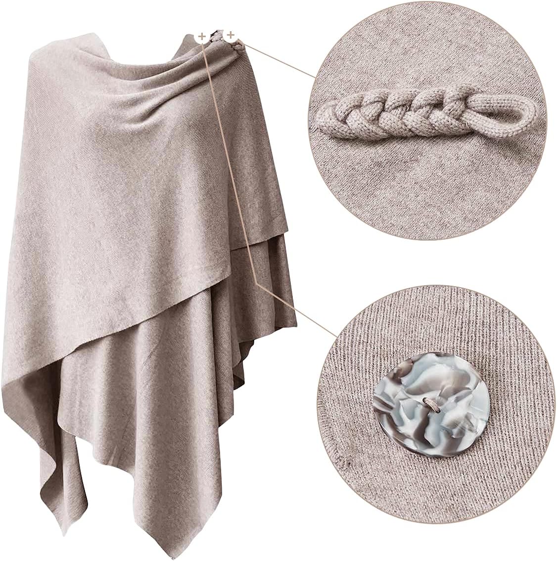 Womens Large Cross Front Poncho Sweater Wrap Topper Knitted Elegant Shawls Cape for Fall Winter